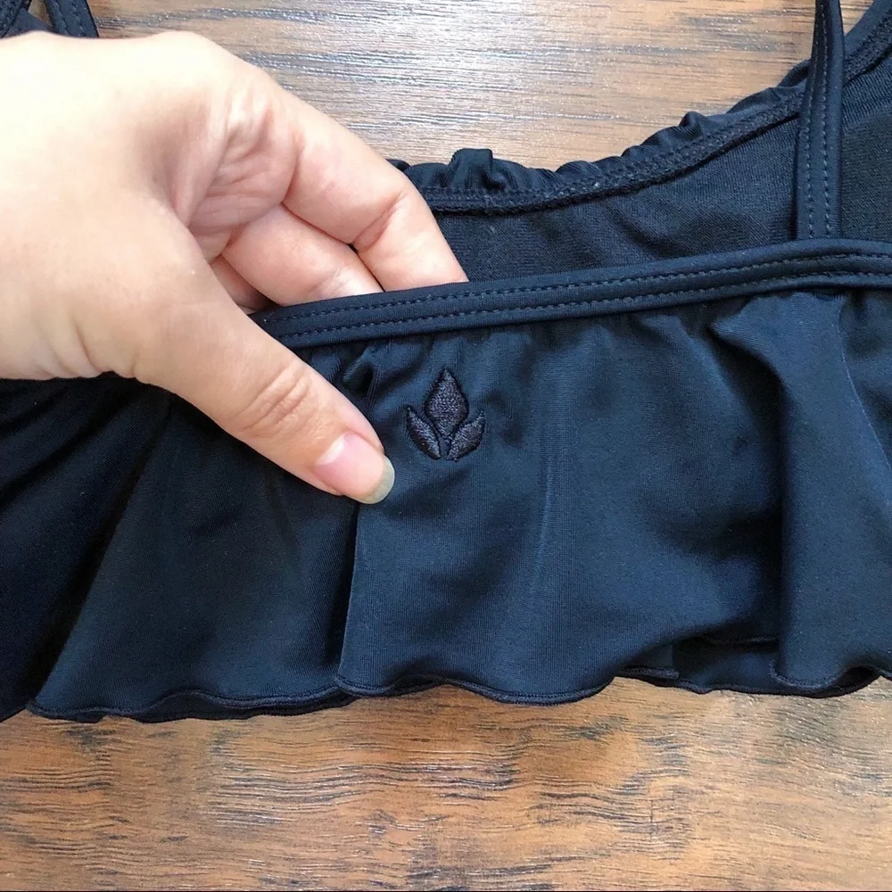 Reef • black flowy bikini top flutter flounce ruffle swim swimsuit padded